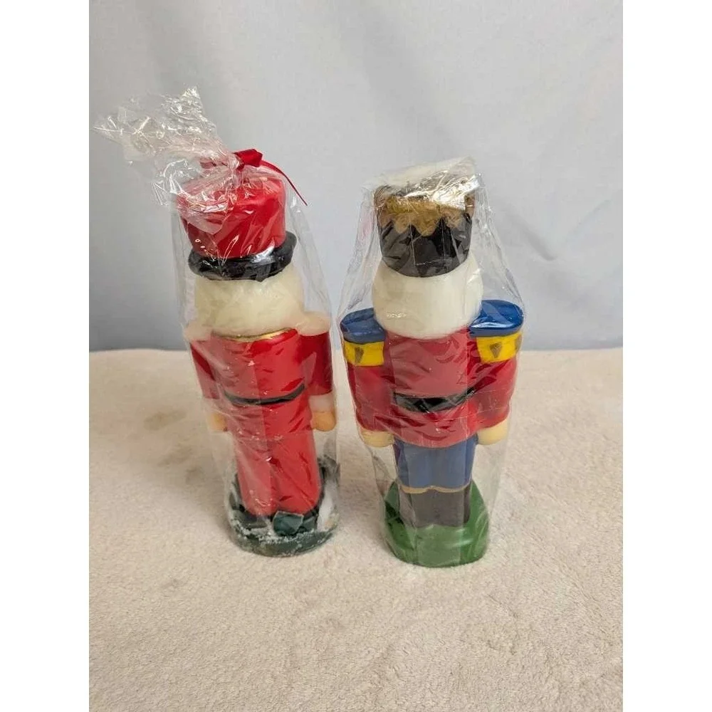 Vintage Nutcracker Candles Set 2 Christmas Soldier Figural Decorative Collectibl